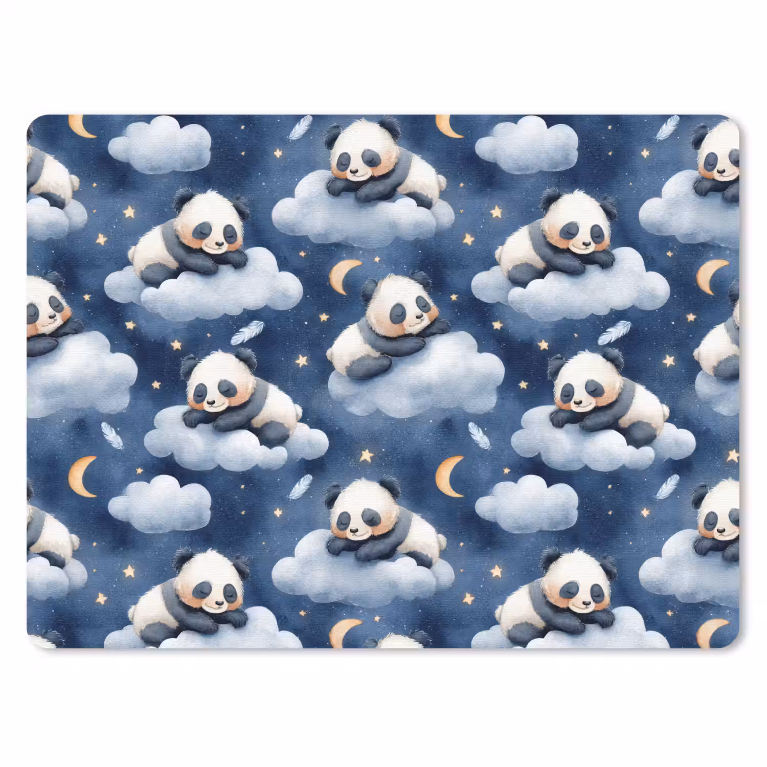 Panda's - Slapen - Blauw muismat rubber klein 262 -3d