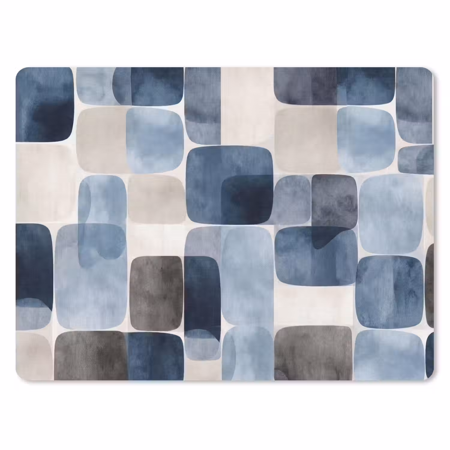 Patroon - Blauw - Vierkanten muismat rubber klein -3d