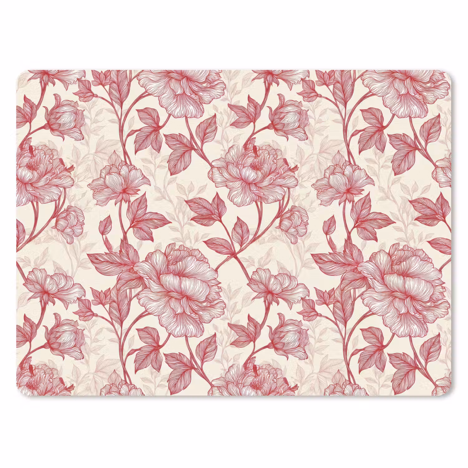 Pioenrozen - Modern - Rood muismat rubber klein 262 -3d