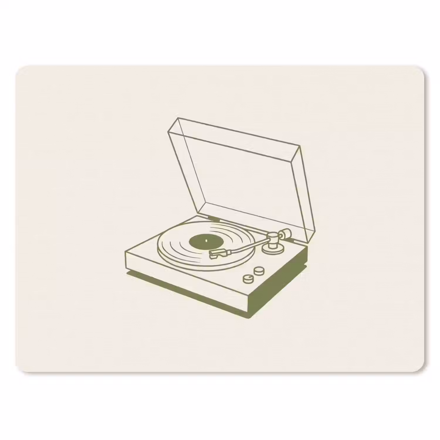 Platenspeler - Vinyl - Muziek - Minimalistisch - Groen muismat rubber klein -3d
