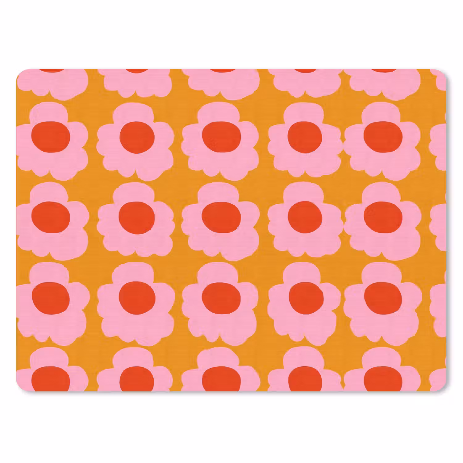 Retro - Bloemen - Roze muismat rubber klein 262 -3d