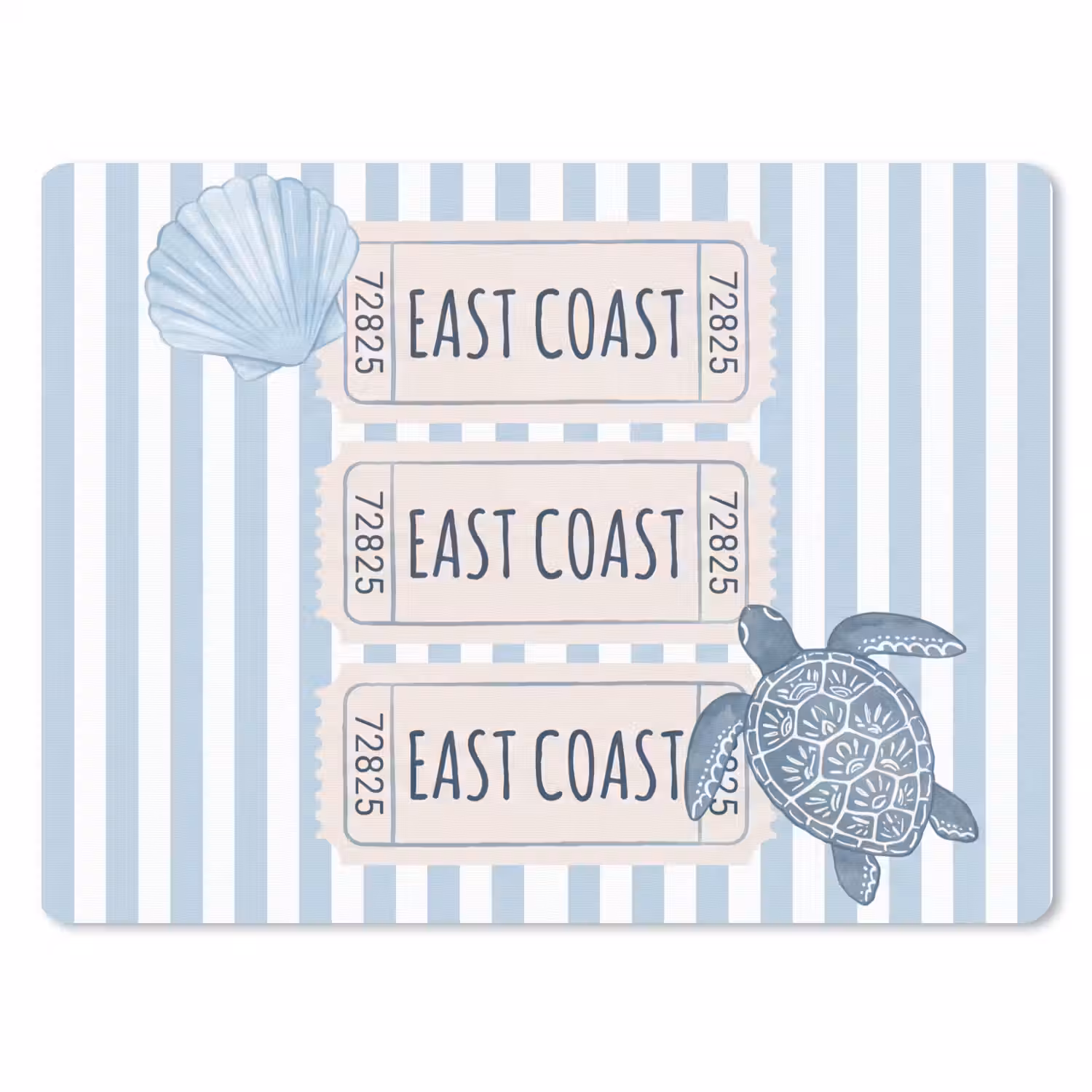 Schelp - Oceaan - Kust - Blauw - Illustratie muismat rubber klein -3d