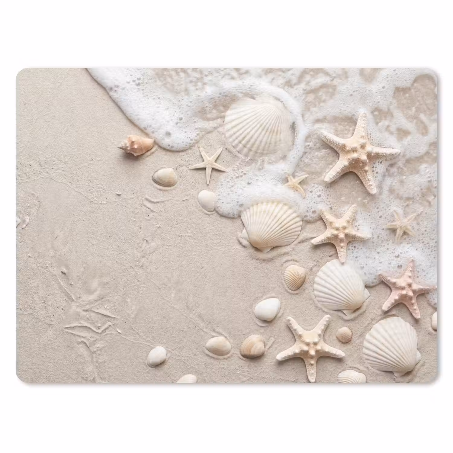 Schelpen - Zeesterren - Strand muismat rubber klein -3d