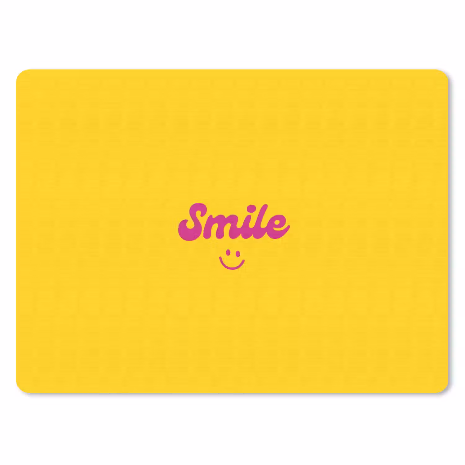 Smile - Geel - Roze muismat rubber klein -3d