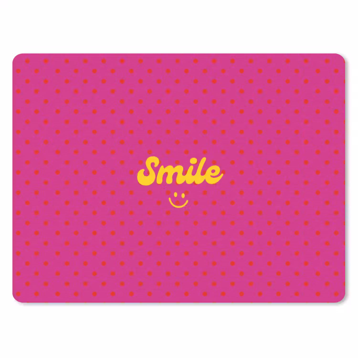 Smile - Stippen - Geel - Smiley - Roze muismat rubber klein -3d