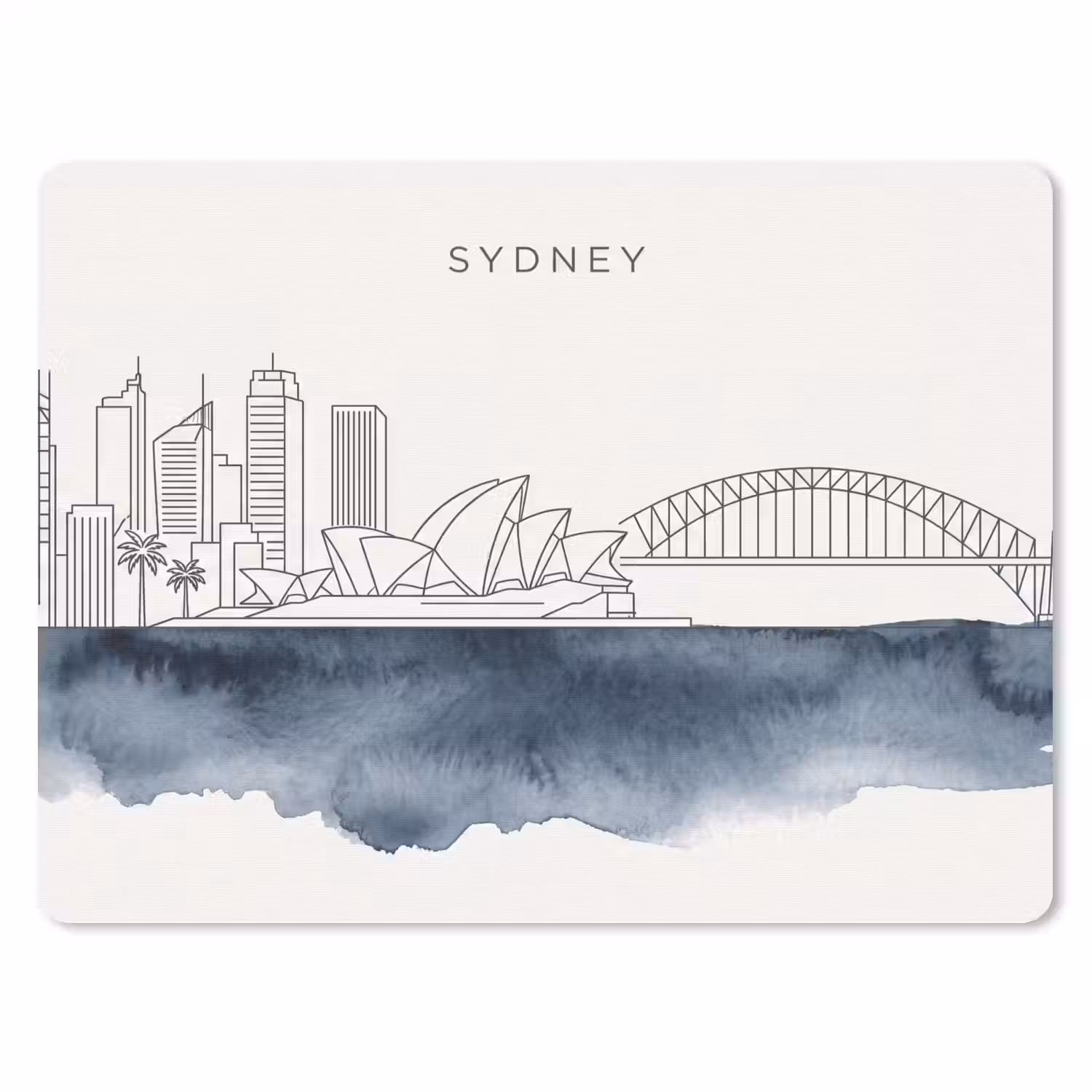 Stad - Skyline - Architectuur - Minimalistisch - Blauw muismat rubber klein -3d