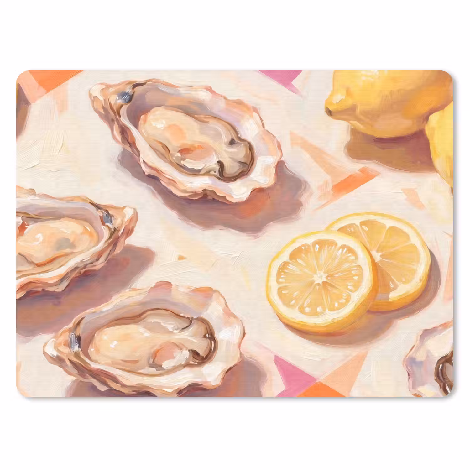 Stilleven - Citroenen - Oesters - Abstract - Oranje muismat rubber klein -3d