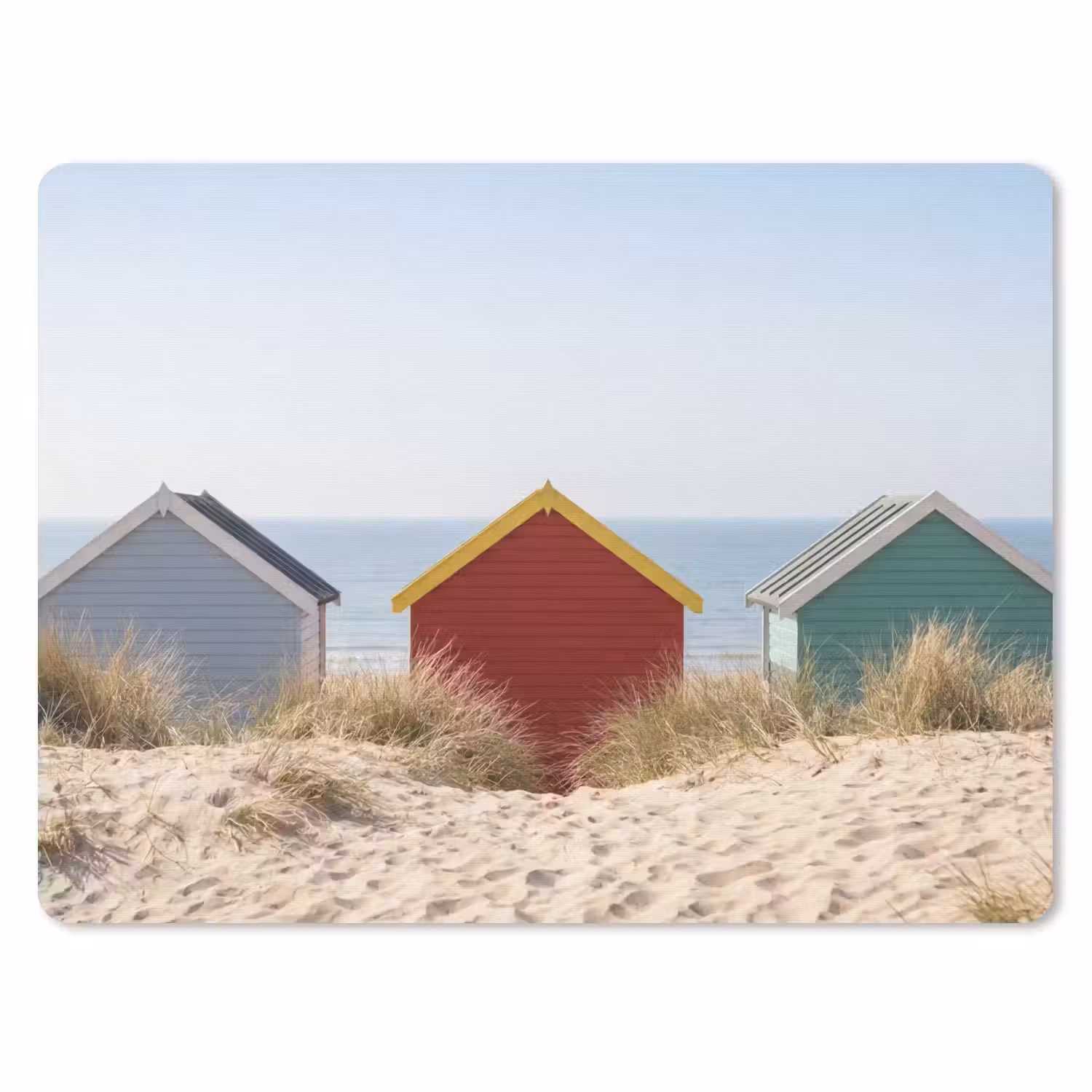 Strand - Huisjes - Kleurrijk - Duinen muismat rubber klein -3d