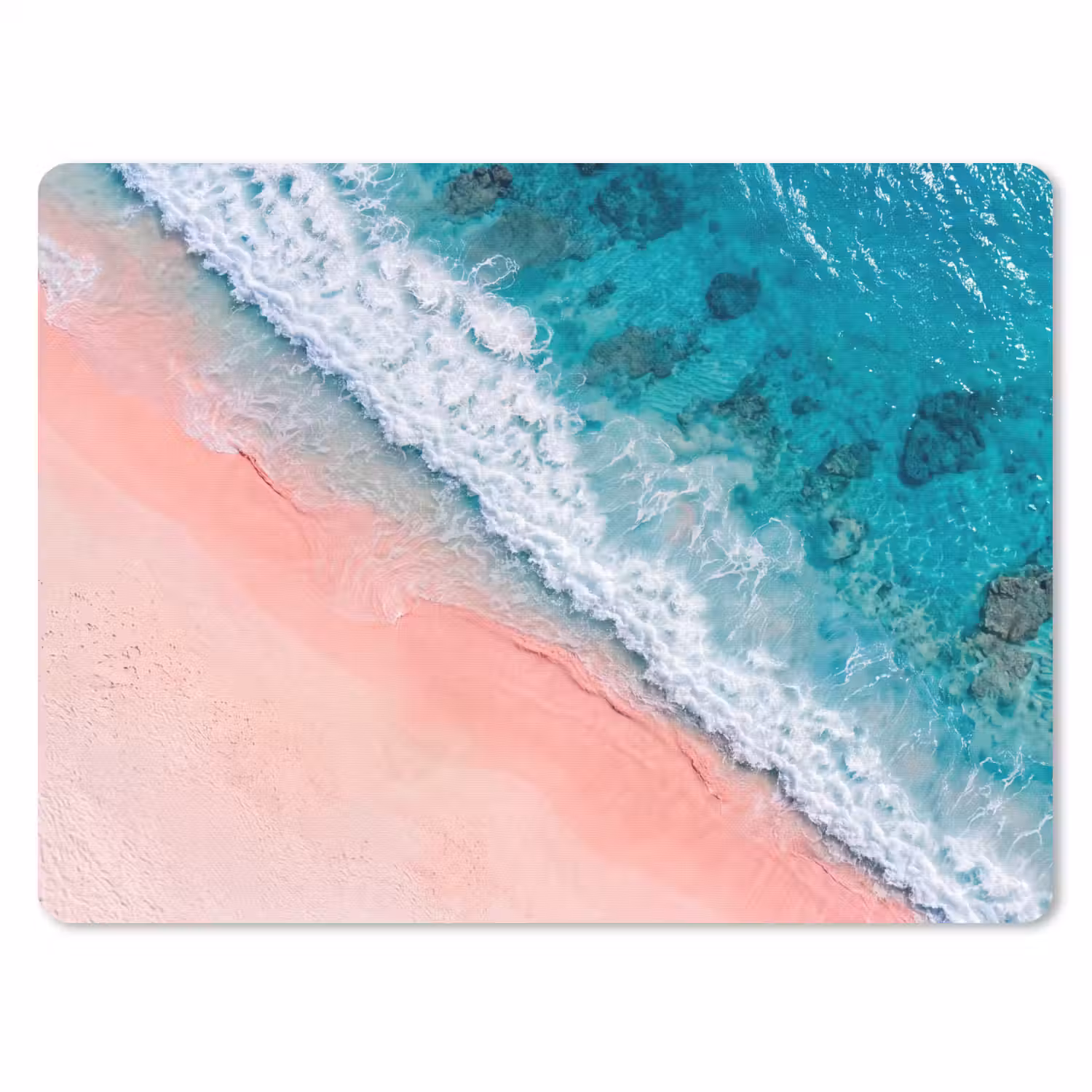 Strand - Oceaan - Golven - Roze Zand - Natuur muismat rubber klein -3d