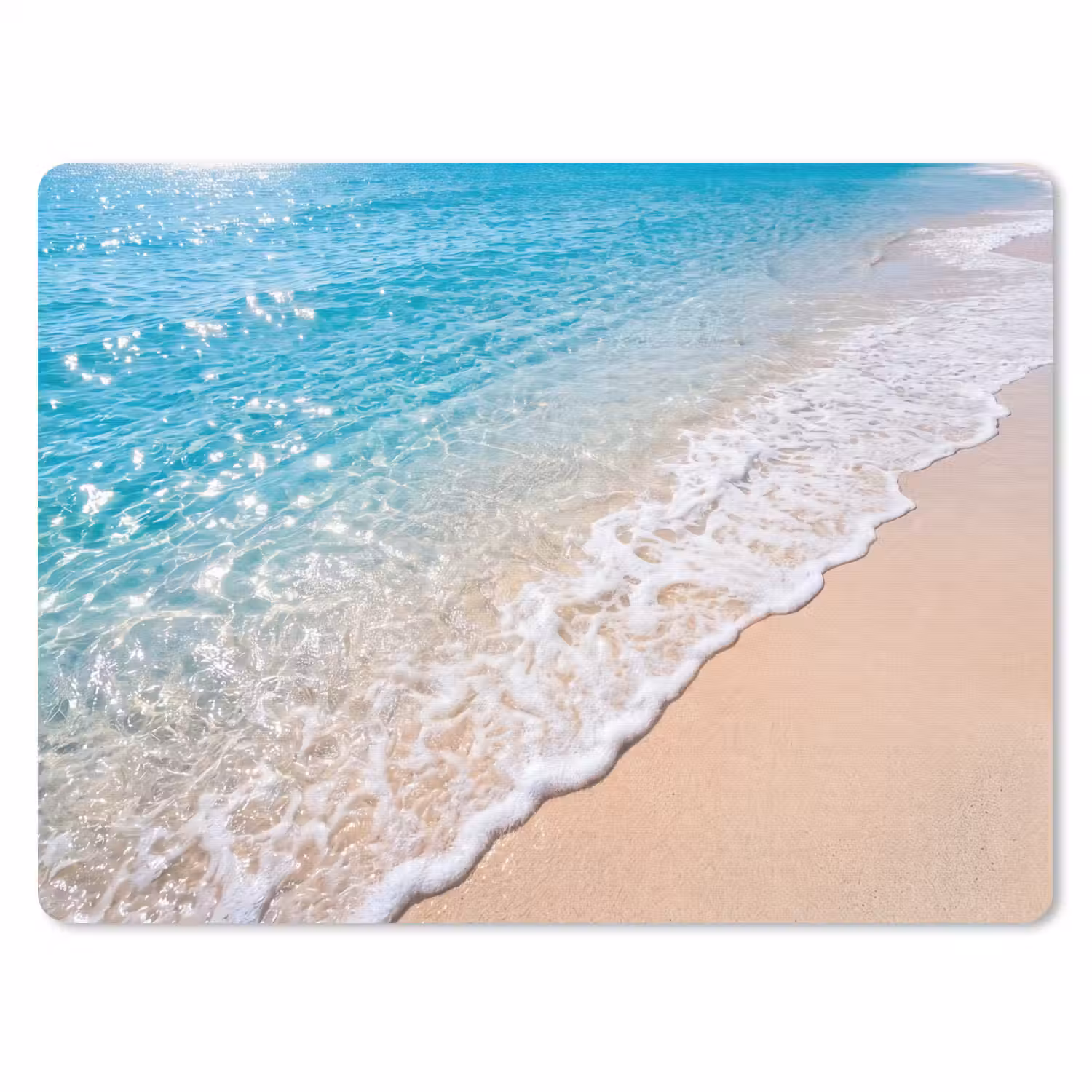 Strand - Water - Natuur - Blauw - Beige muismat rubber klein -3d