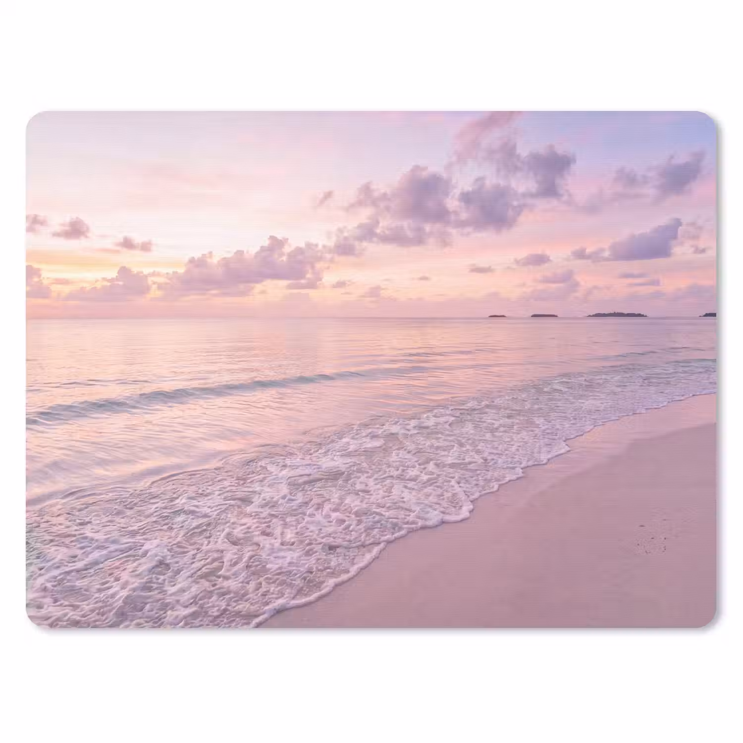 Strand - Zonsondergang - Natuur - Minimalistisch - Roze muismat rubber klein -3d