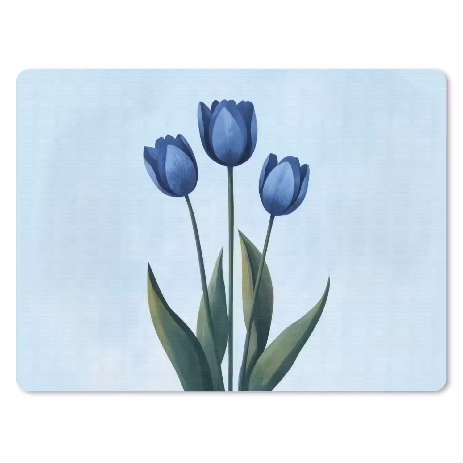 Tulpen - Blauw - Bladeren muismat rubber klein -3d