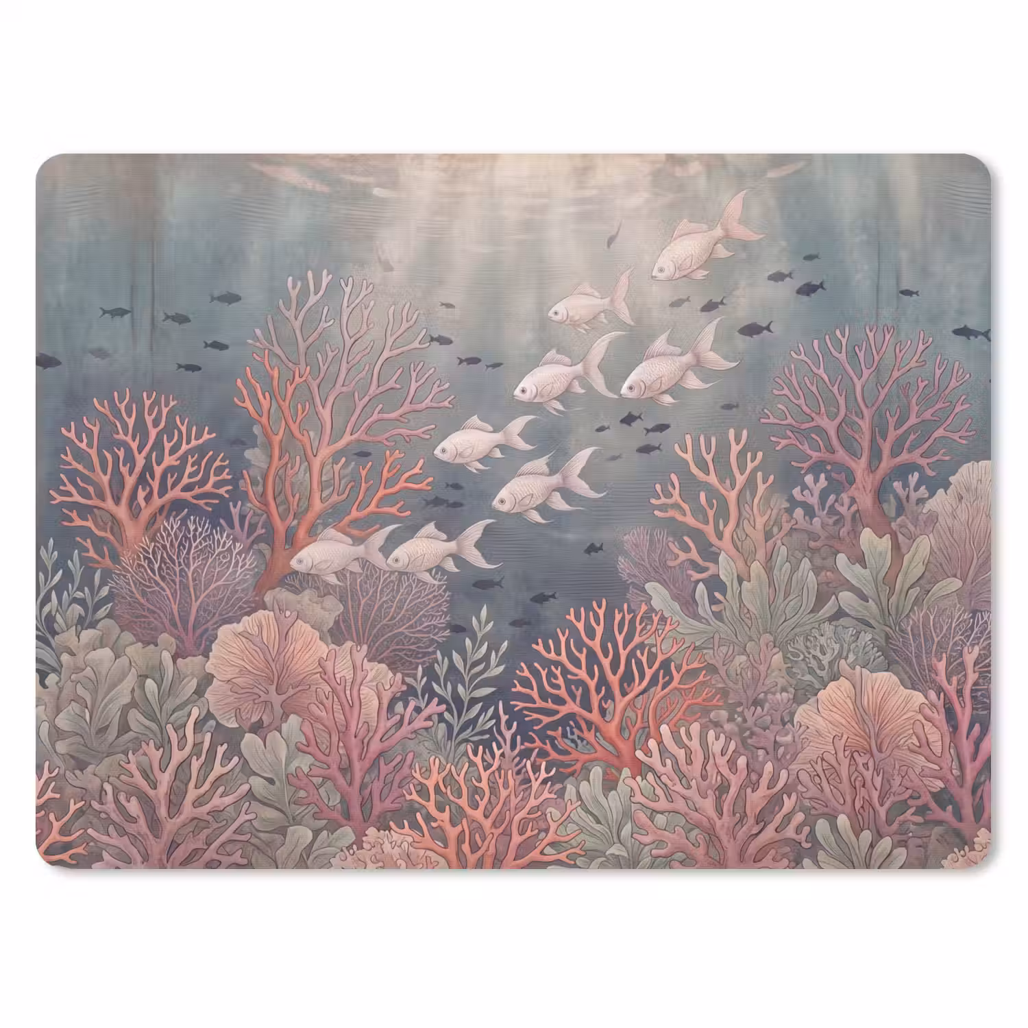 Vis - Koraal - Onderwater - Illustratie - Vintage muismat rubber klein -3d