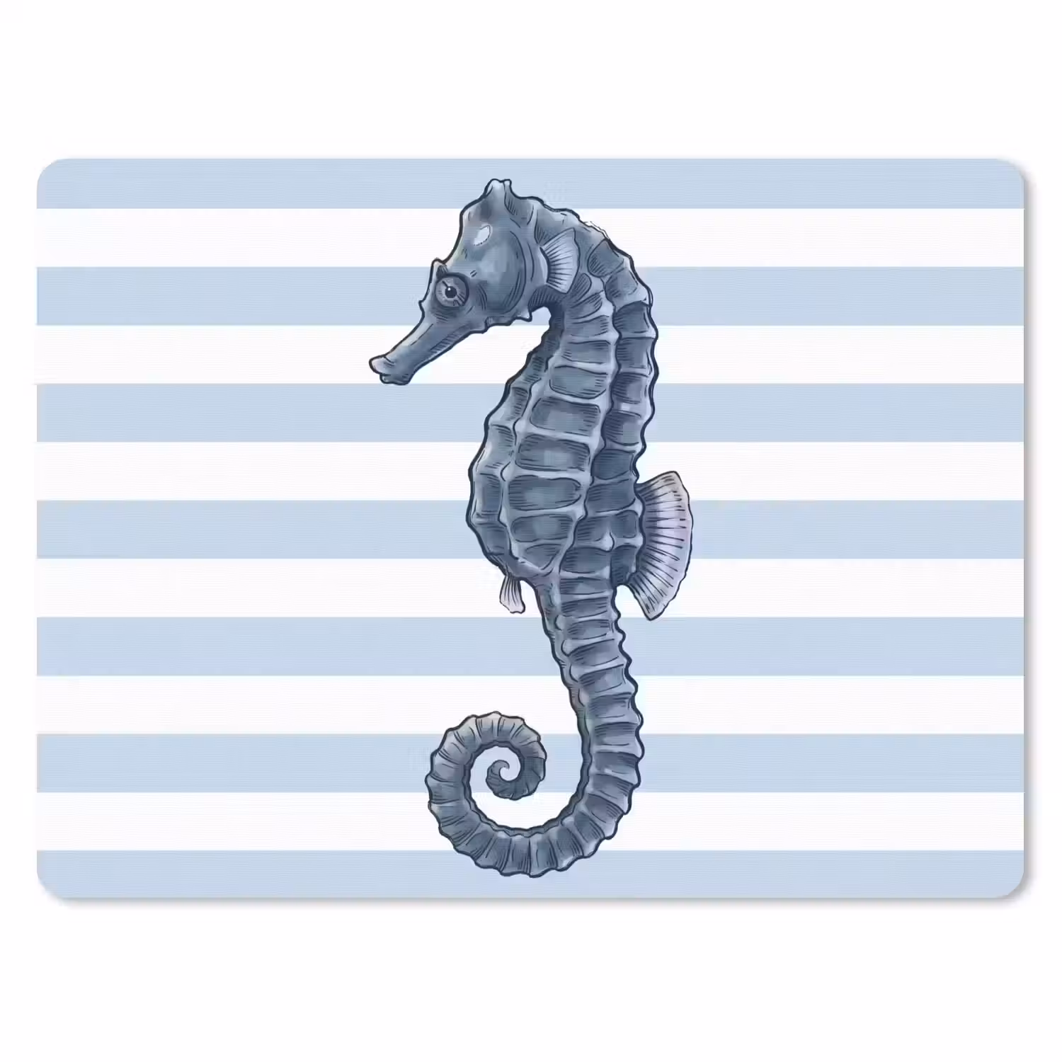 Vis - Oceaan - Illustratie - Blauw - Strepen muismat rubber klein -3d