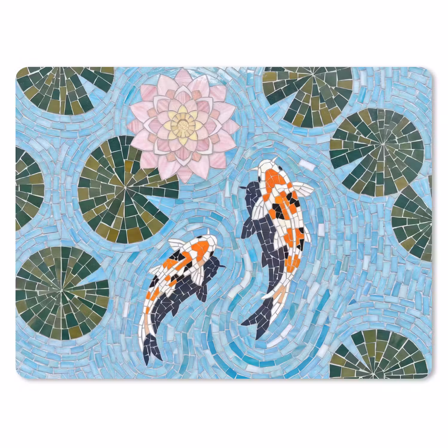 Vis - Water - Natuur - Mozaïek - Blauw muismat rubber klein -3d