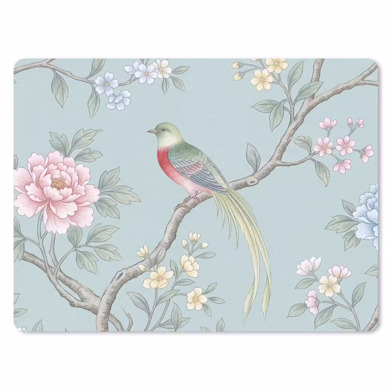 Vogel - Bloemen - Kleurrijk muismat rubber klein -3d