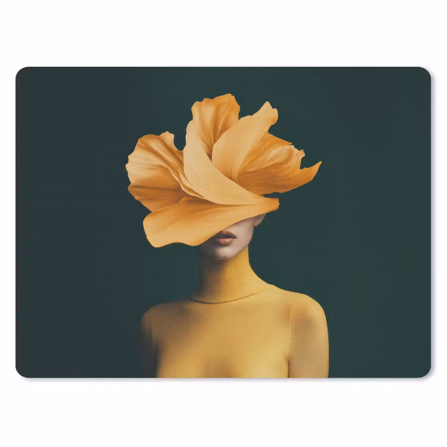 Vrouw - Hoed - Geel muismat rubber klein -3d