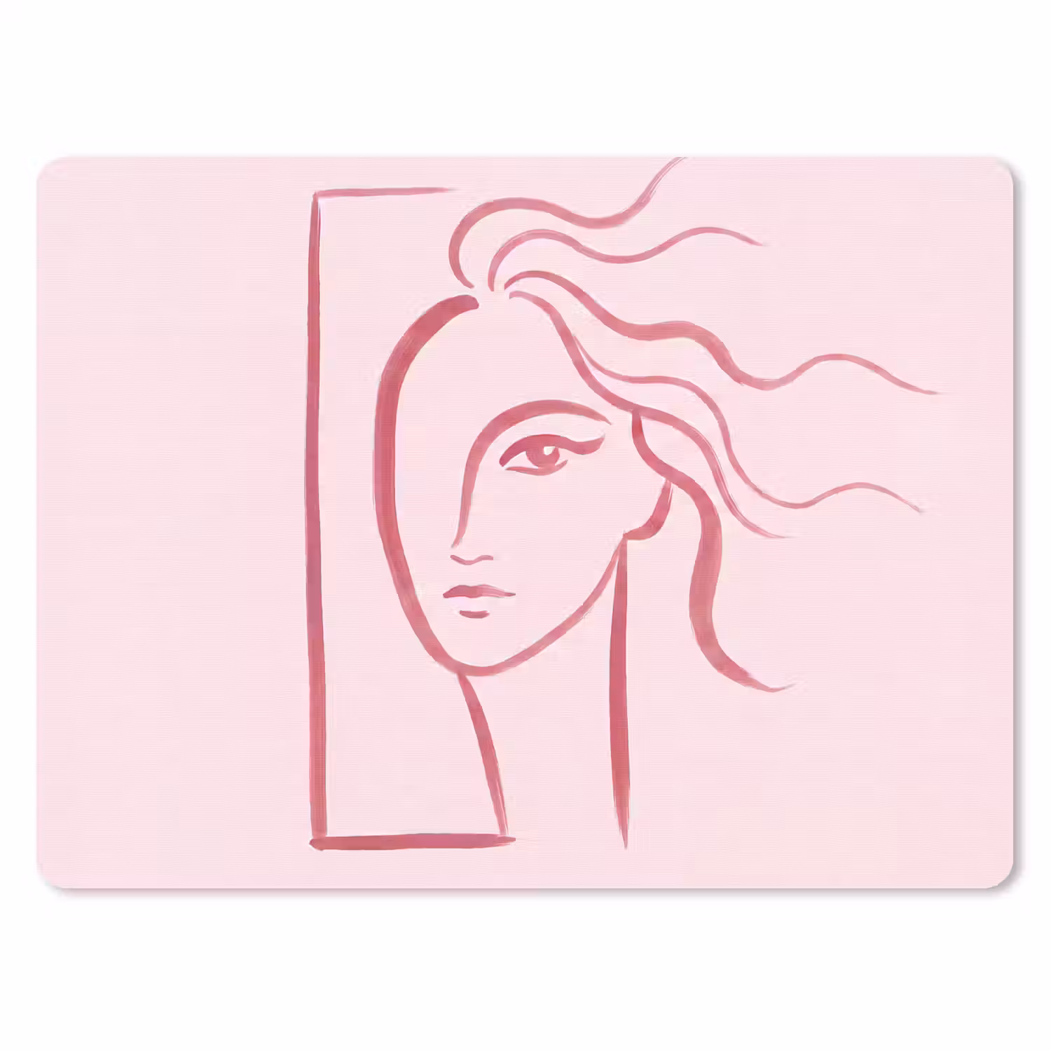 Vrouw - Portret - Abstract - Lijnkunst - Rood muismat rubber klein -3d
