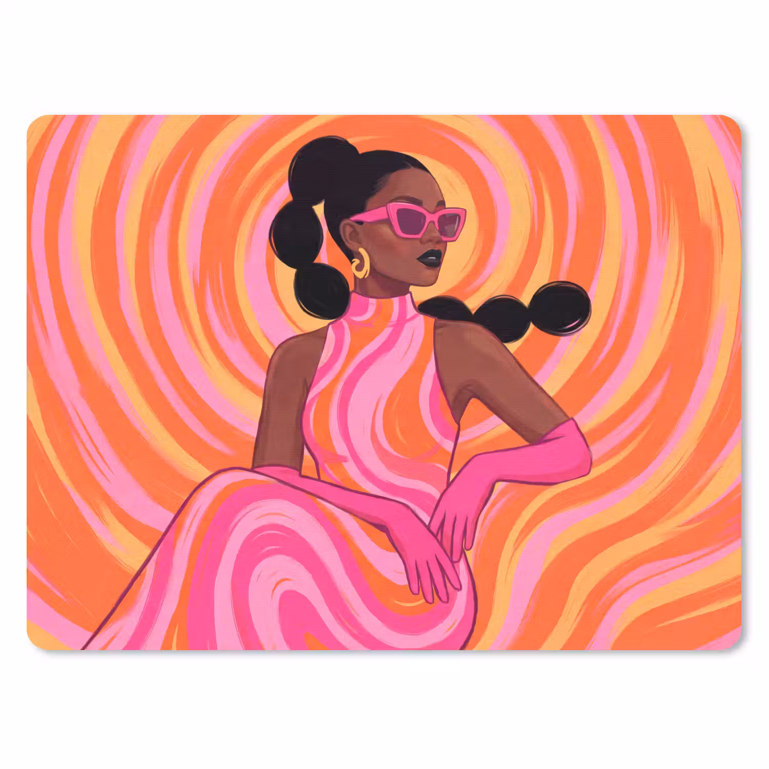 Vrouw - Portret - Kunst - Abstract - Roze muismat rubber klein -3d
