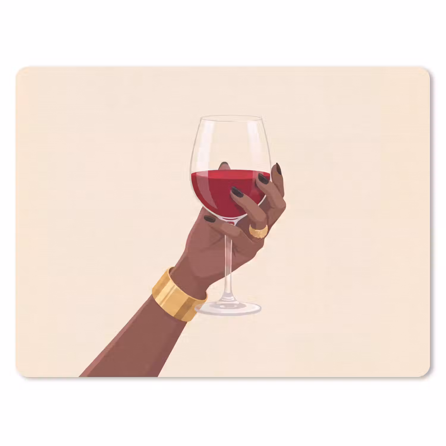 Vrouw - Wijn - Glas - Illustratie - Rood muismat rubber klein -3d