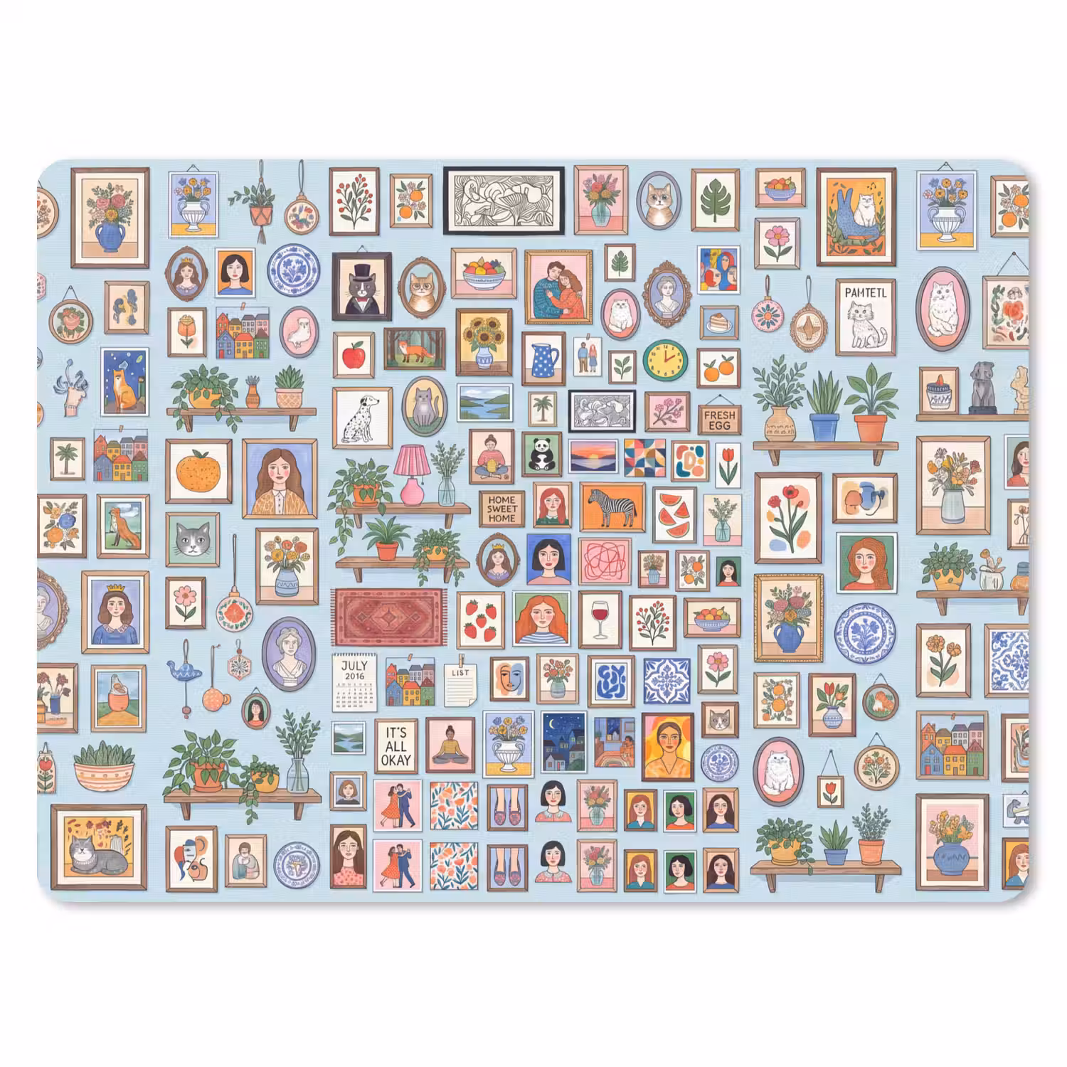 Wanddecoratie - Collectie - Huis - Illustratief - Kleurrijk muismat rubber klein -3d