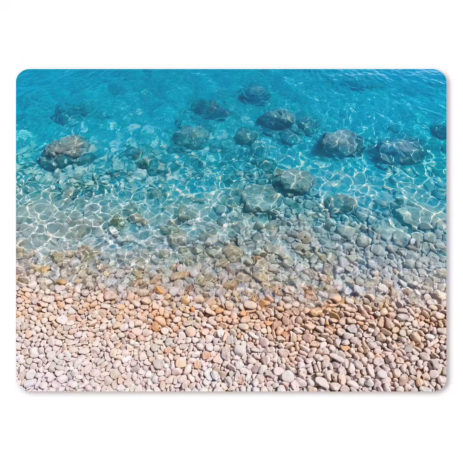 Water - Kiezels - Natuur - Levendig - Turkoois muismat rubber klein -3d