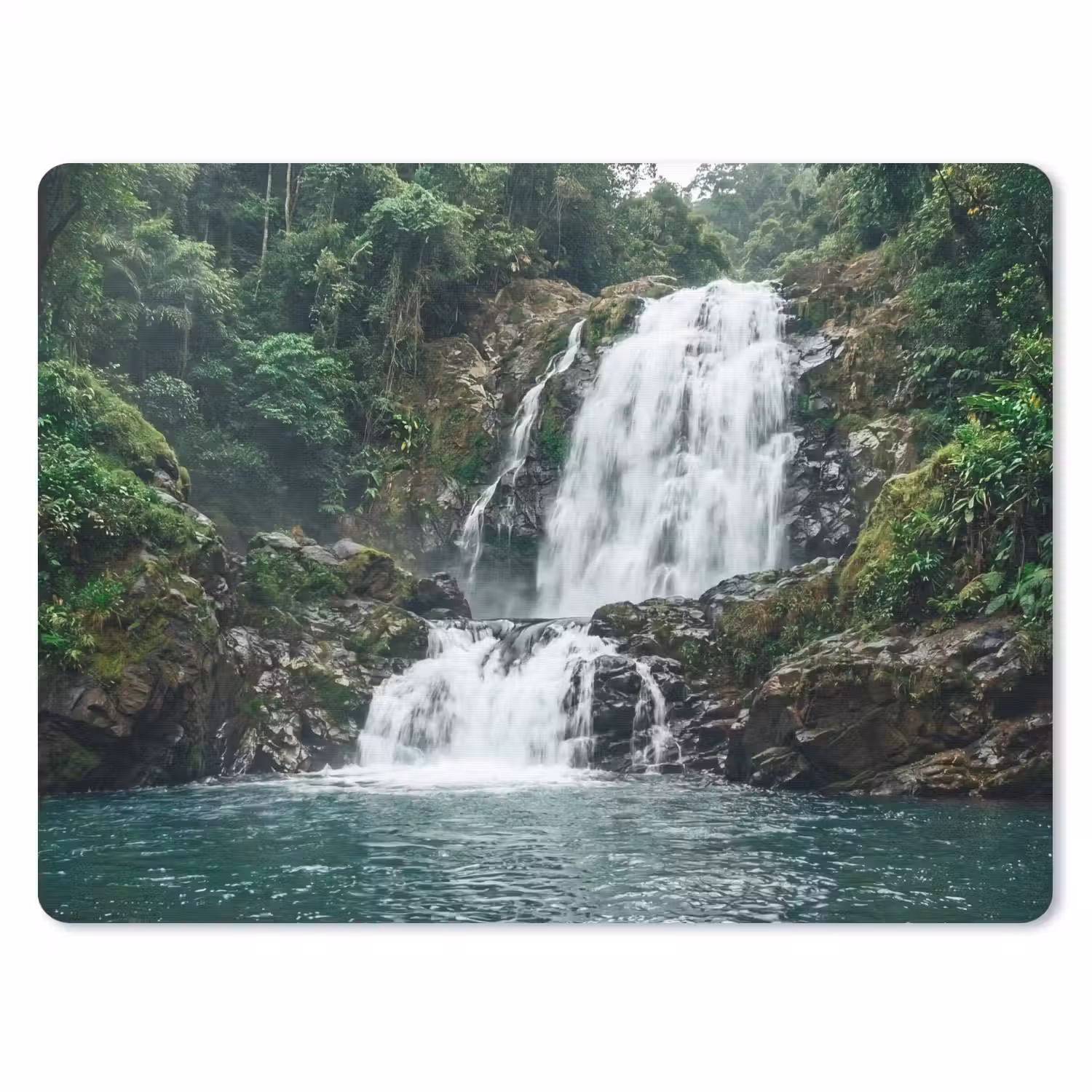 Waterfall - Forest - Nature - Greenkhgyguyg muismat rubber klein -3d