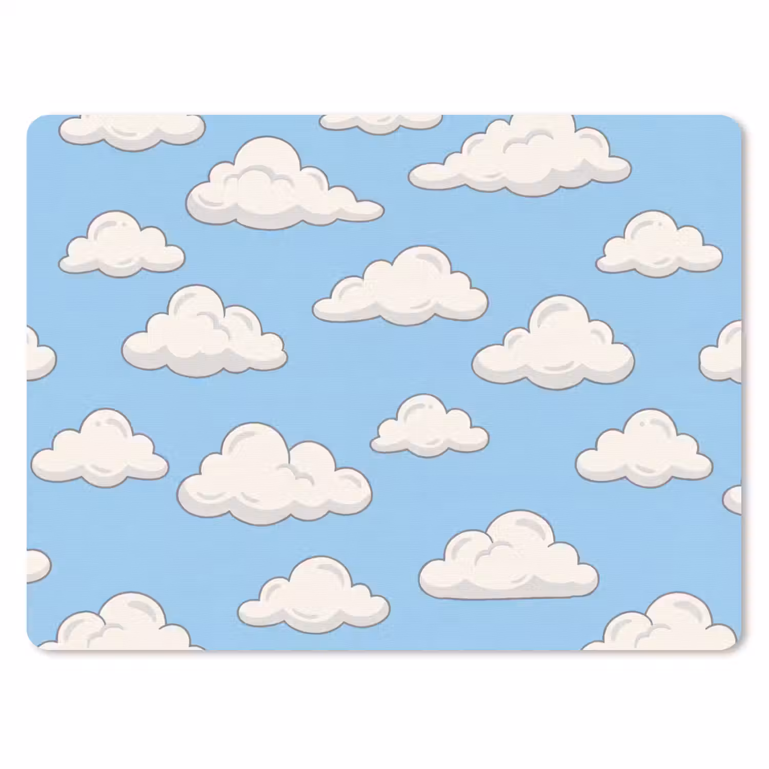 Wolk - Cartoon - Lucht - Blauw - Wit muismat rubber klein -3d