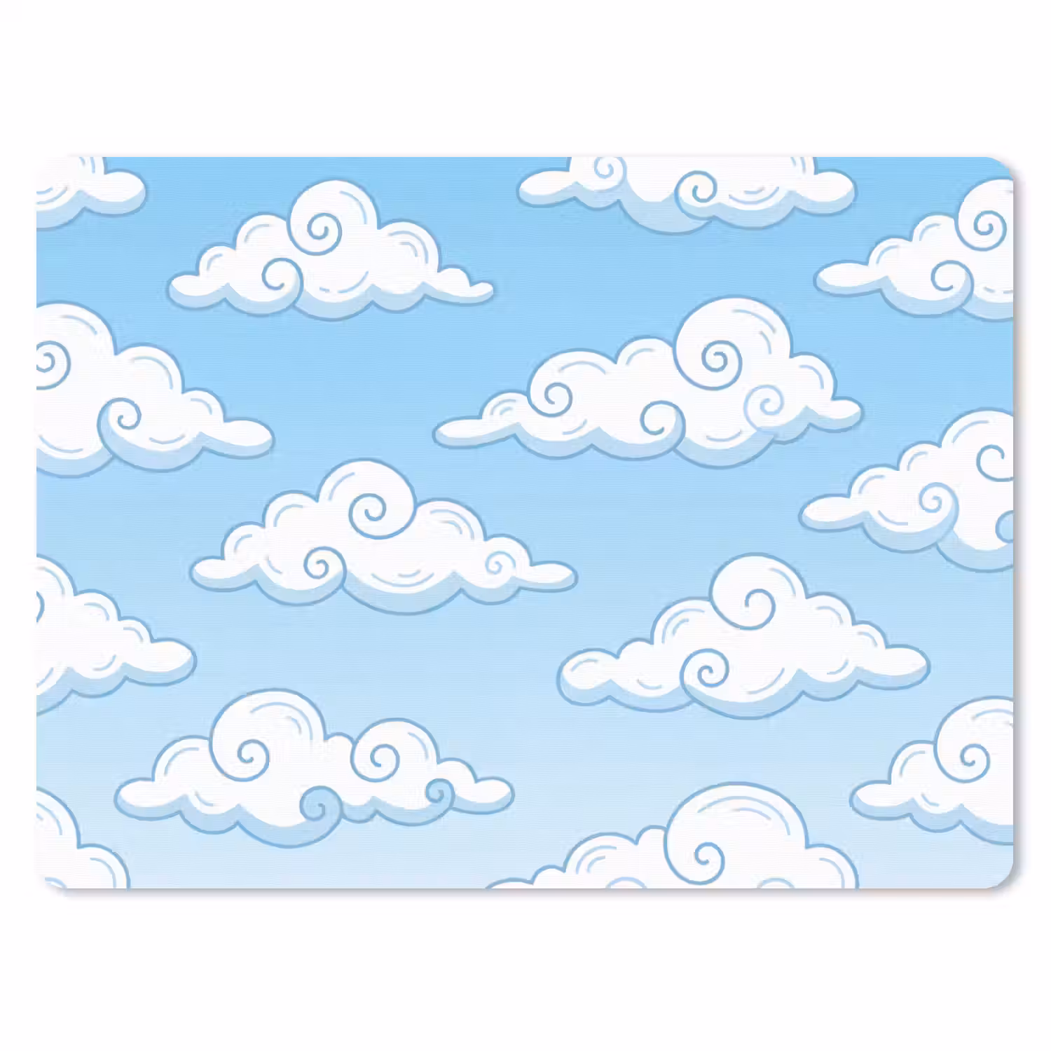 Wolk - Lucht - Cartoon - Blauw - Wit muismat rubber klein -3d