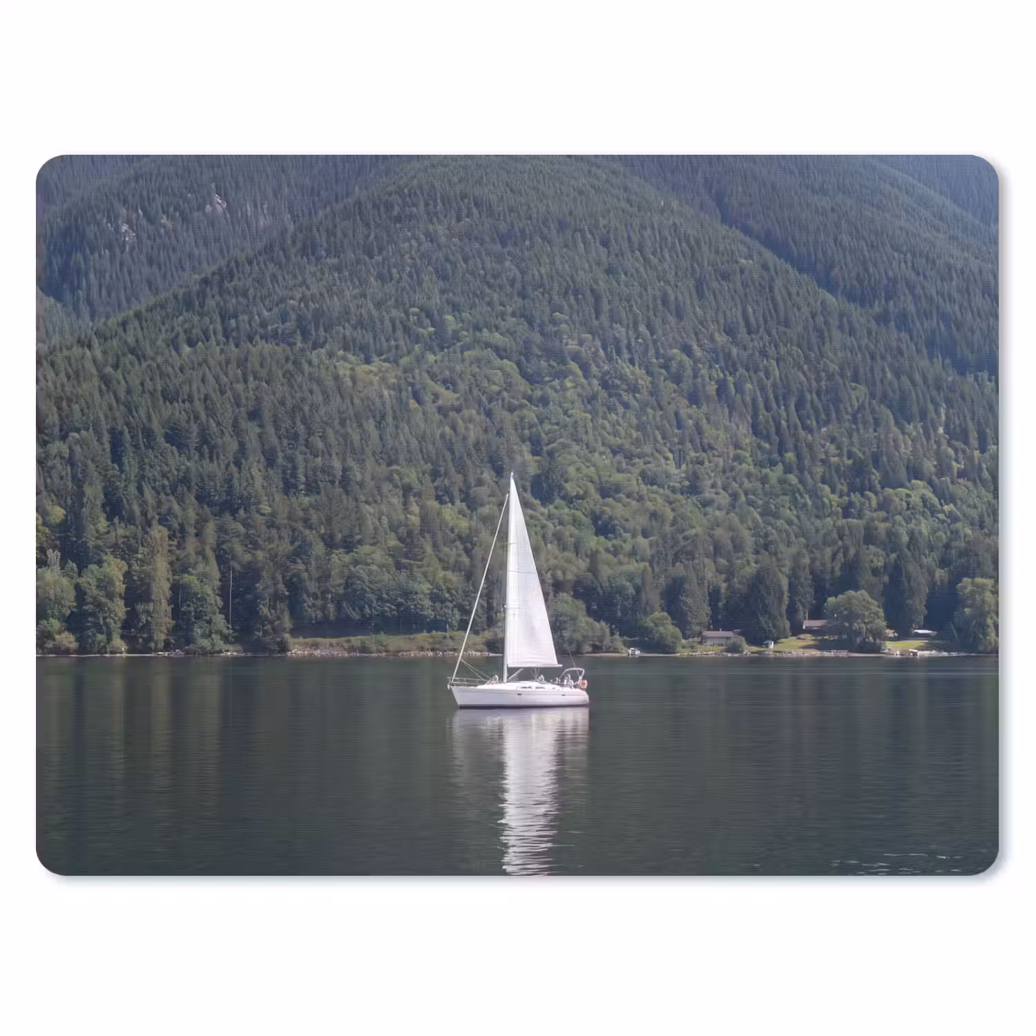 Zeilboot - Water - Bergen - Natuur - Groen muismat rubber klein -3d