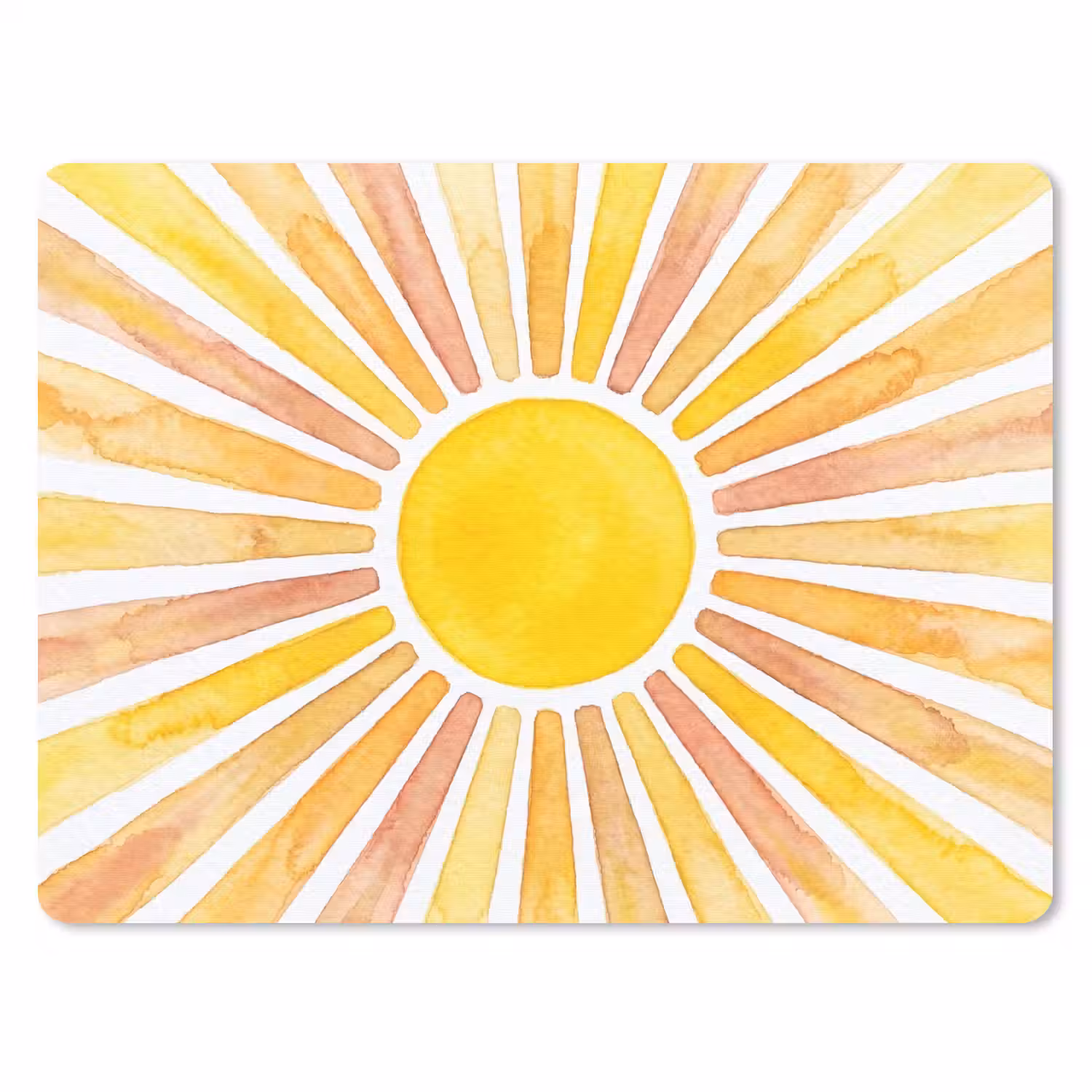 Zon - Stralen - Aquarel - Geel - Abstract muismat rubber klein -3d