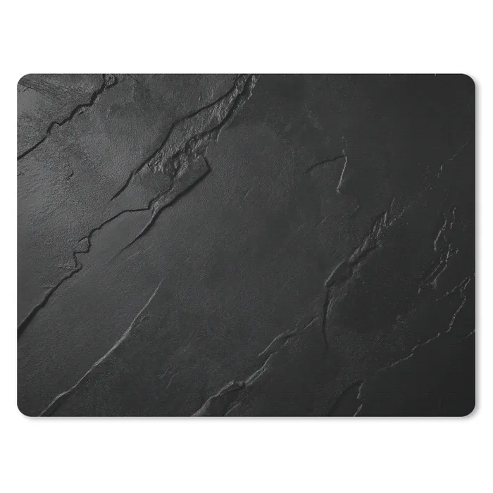 Zwart - Steen - Beton muismat rubber klein -3d