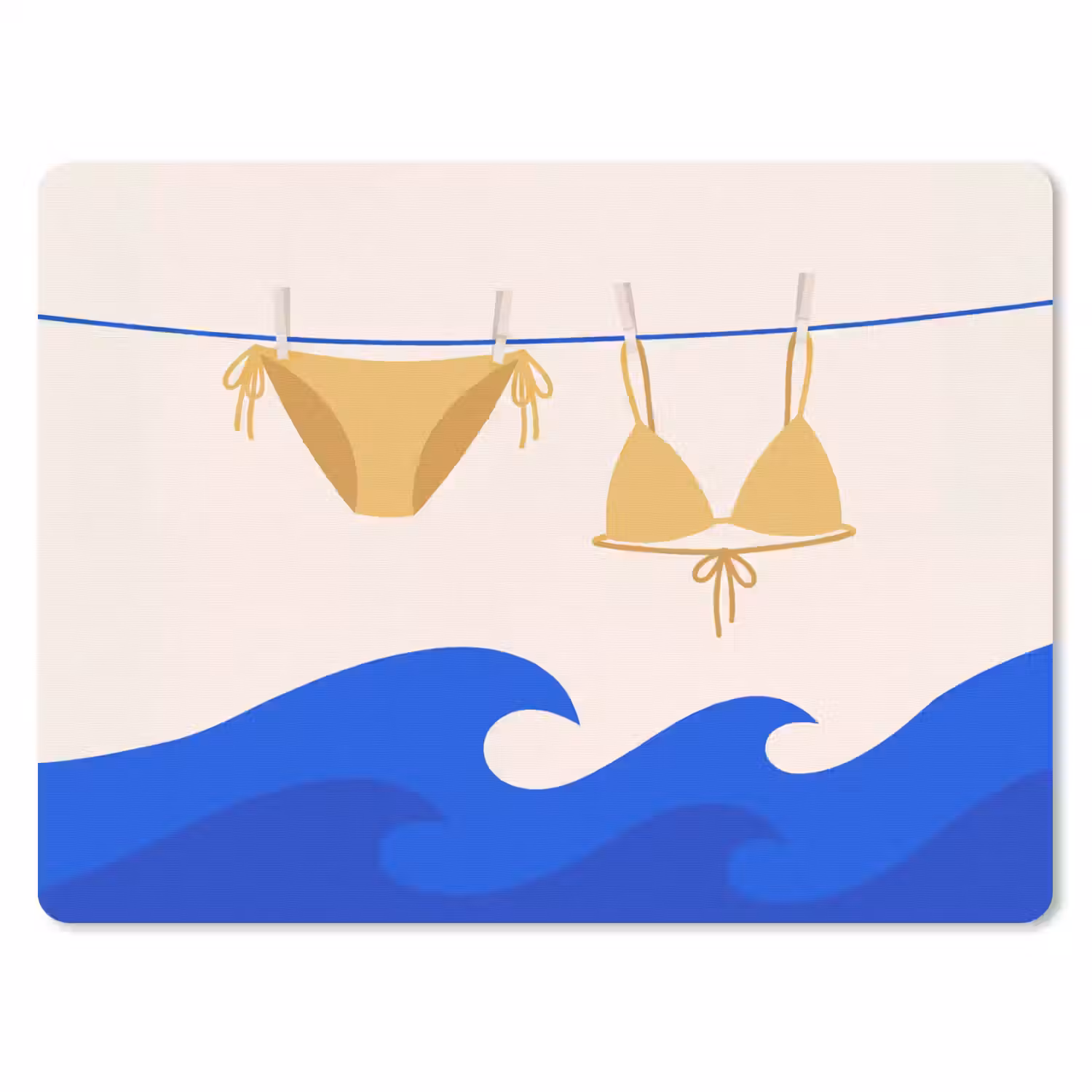 Zwemkleding - Zee - Zomer - Illustratie - Geel muismat rubber klein -3d