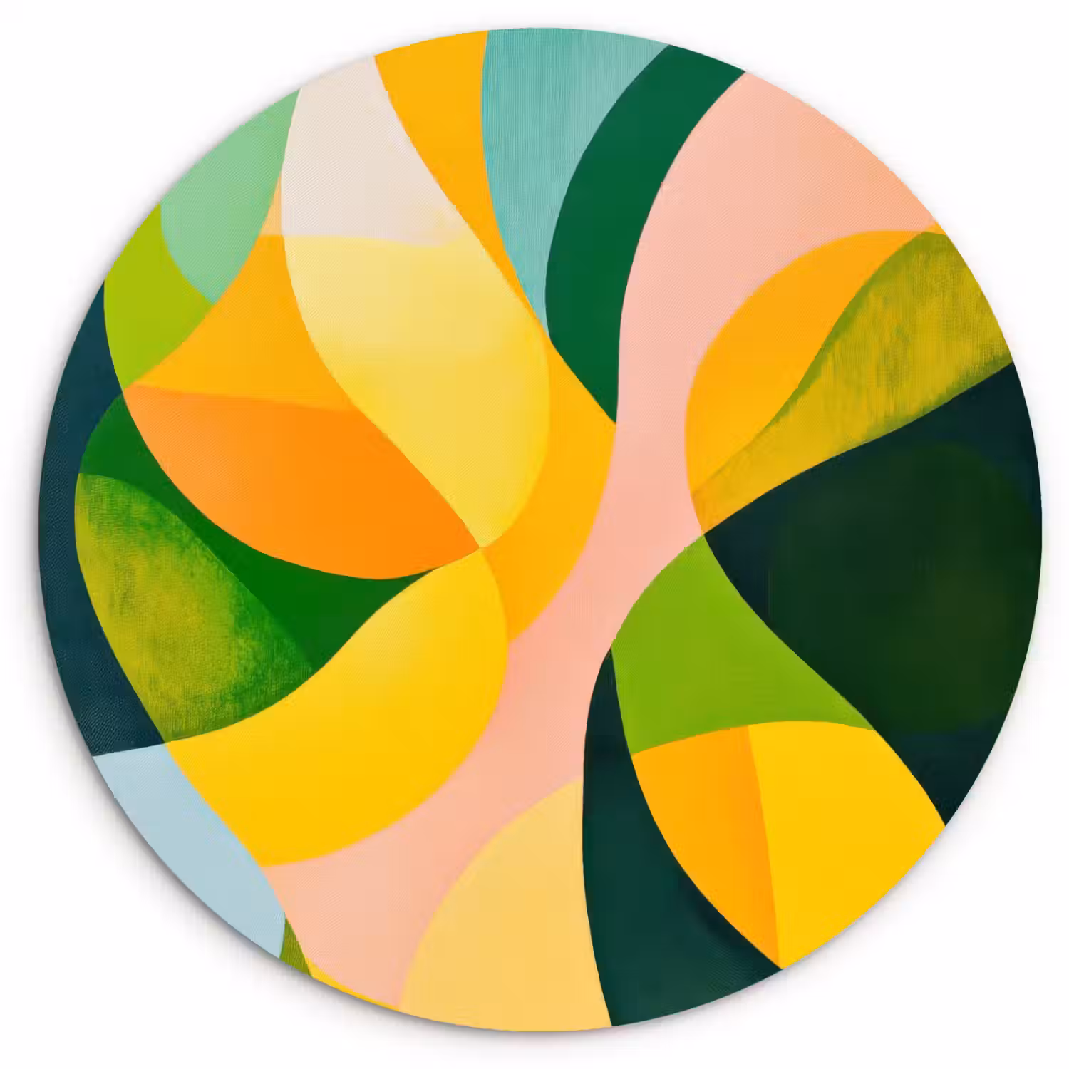 Abstract - Geel - Roze - Groen Wandcirkel kunststof plaat 5mm dik klein -3d