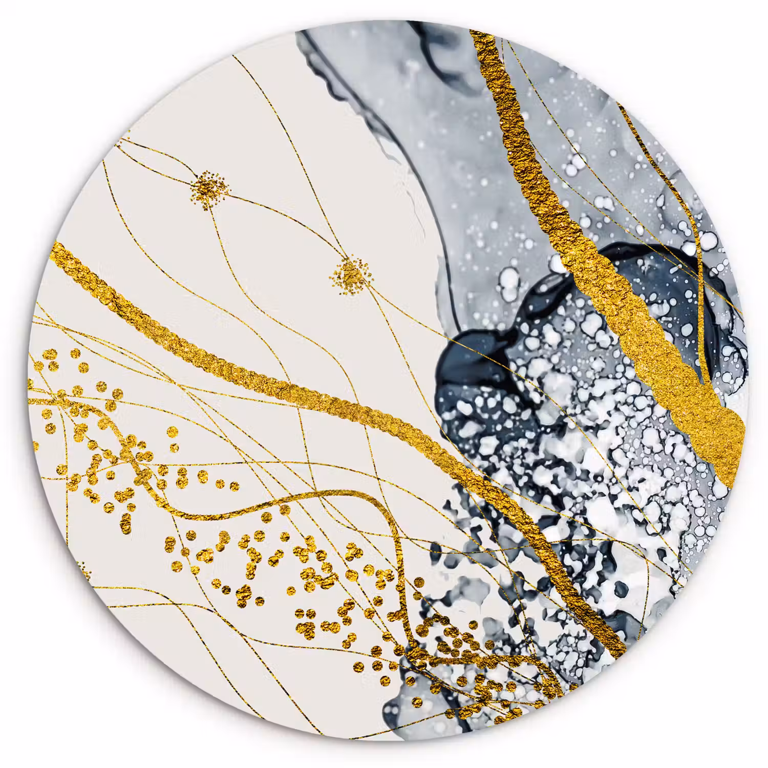 Abstract - Goud - Natuur - Kunst Wandcirkel kunststof plaat 5mm dik klein -3d