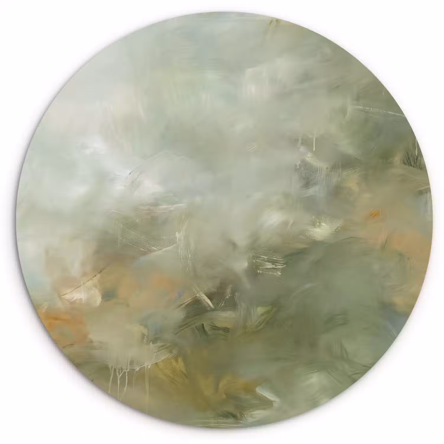 Abstract - Groen - Beige - Modern - Kunst Wandcirkel kunststof plaat 5mm dik klein -3d