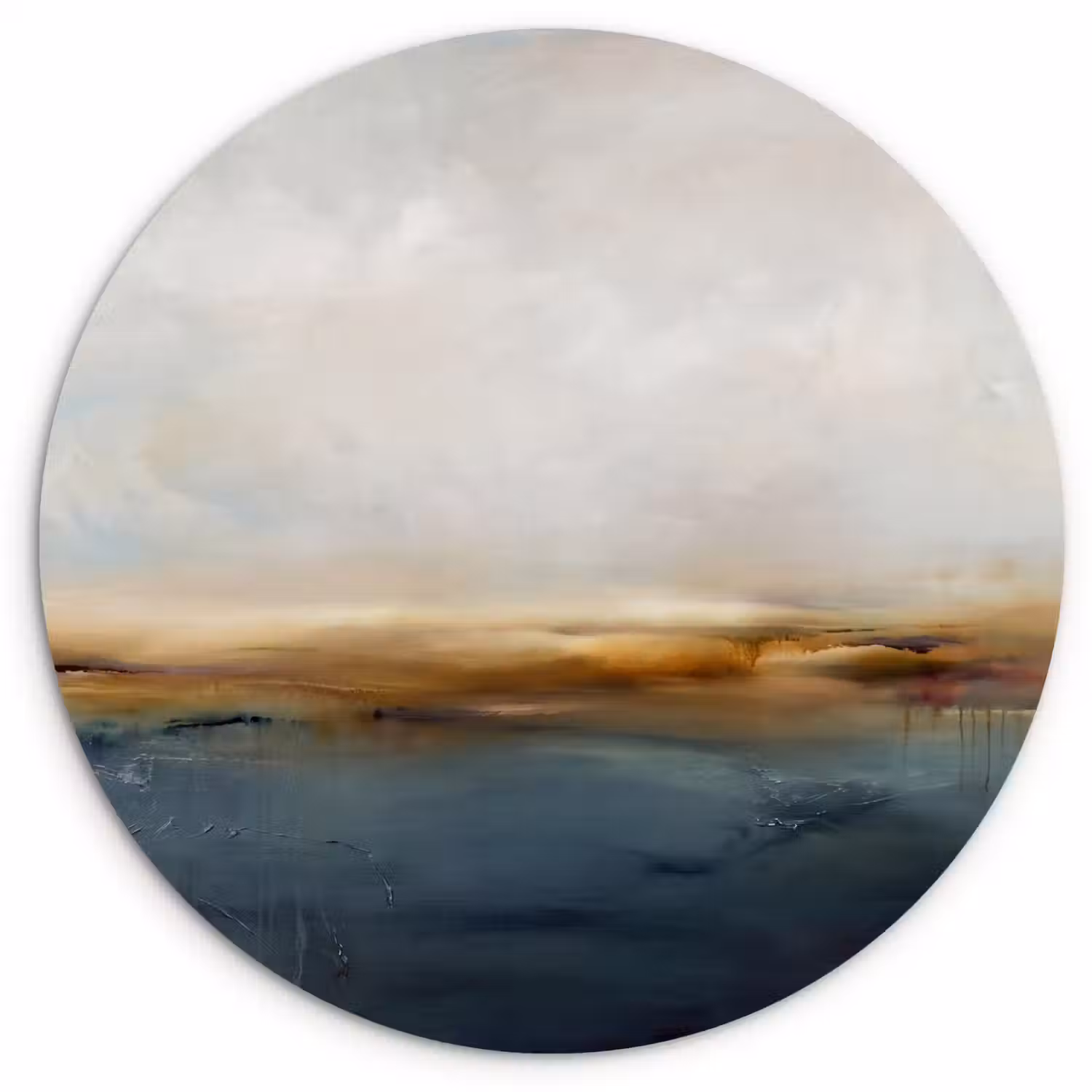 Abstract - Horizon - Water - Modern - Beige Wandcirkel kunststof plaat 5mm dik klein -3d