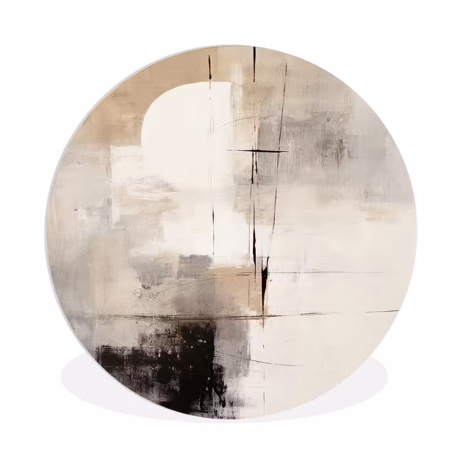 Abstract - Kunst - Grijs Wandcirkel kunststof plaat 5mm dik klein -3d