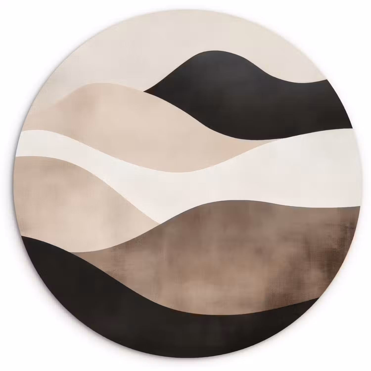 Abstract - Landschap - Golven - Crèmekleur Wandcirkel kunststof plaat 5mm dik klein -3d