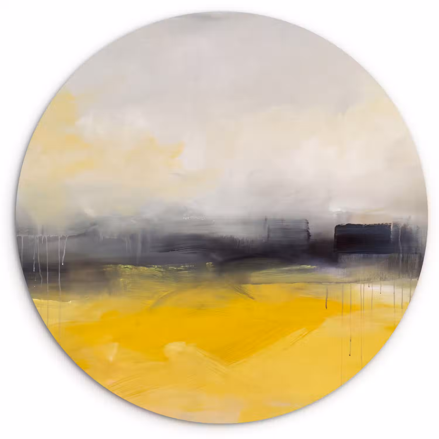 Abstract - Landschap - Modern - Geel Wandcirkel kunststof plaat 5mm dik klein -3d