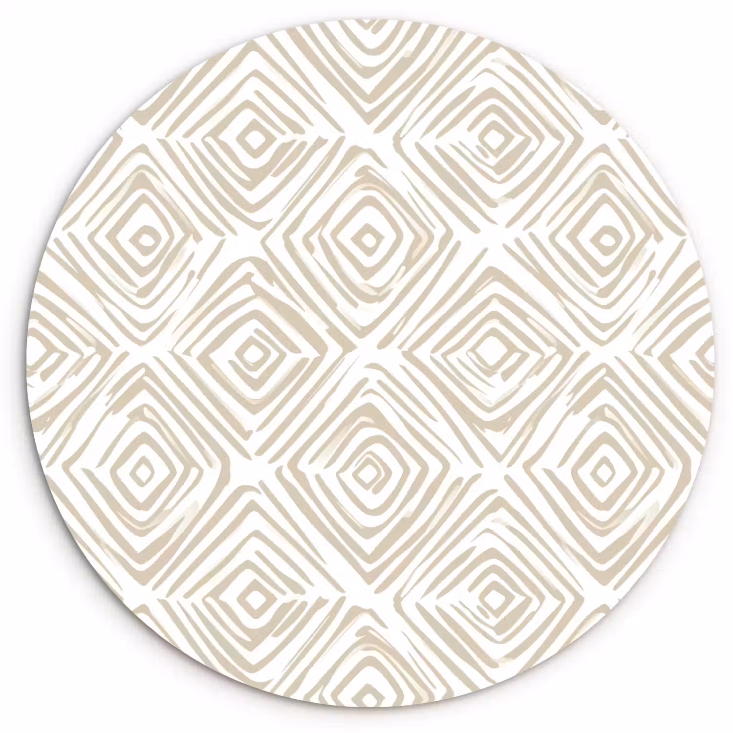 Abstract - Ruit - Beige Wandcirkel kunststof plaat 5mm dik klein 188 -3d