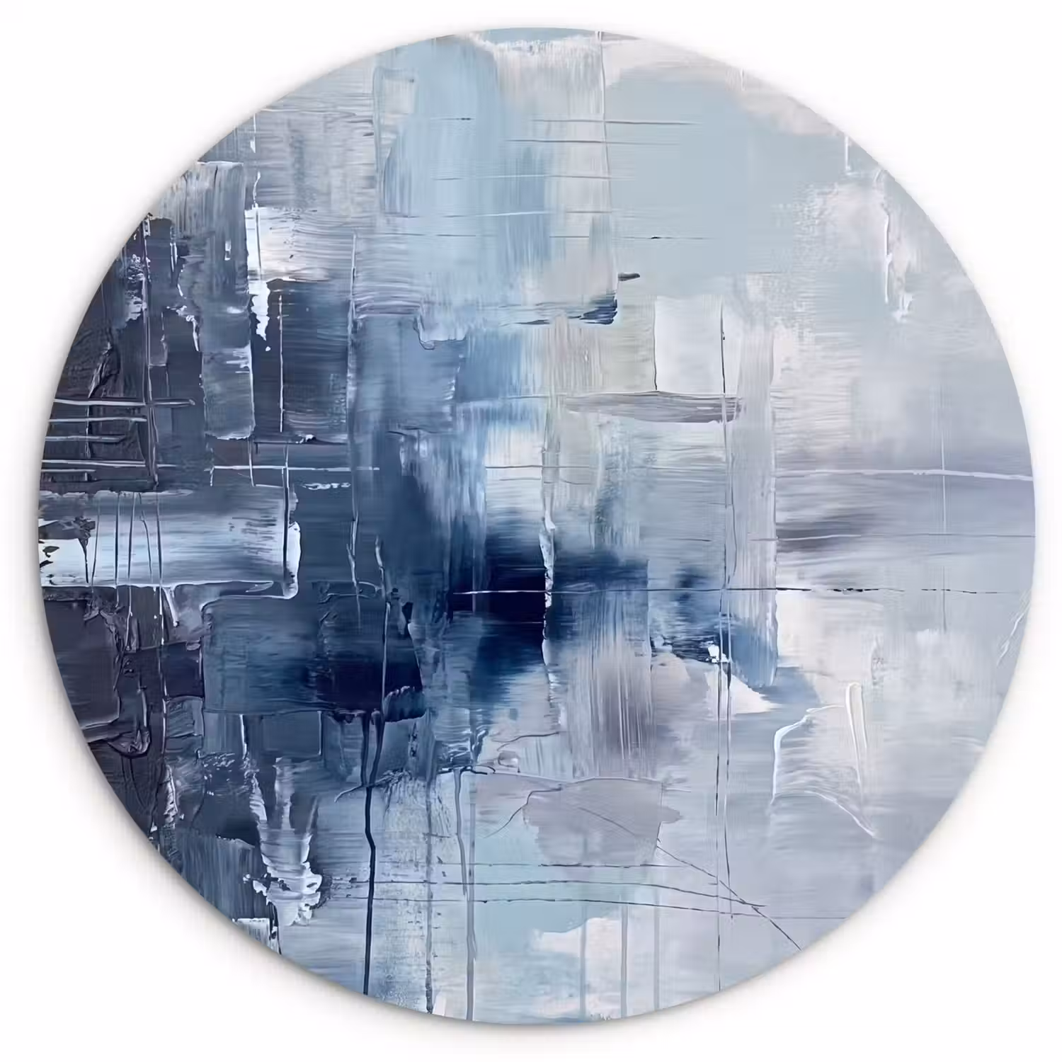 Abstract - Textuur - Kunst - Modern - Blauw Wandcirkel kunststof plaat 5mm dik klein -3d