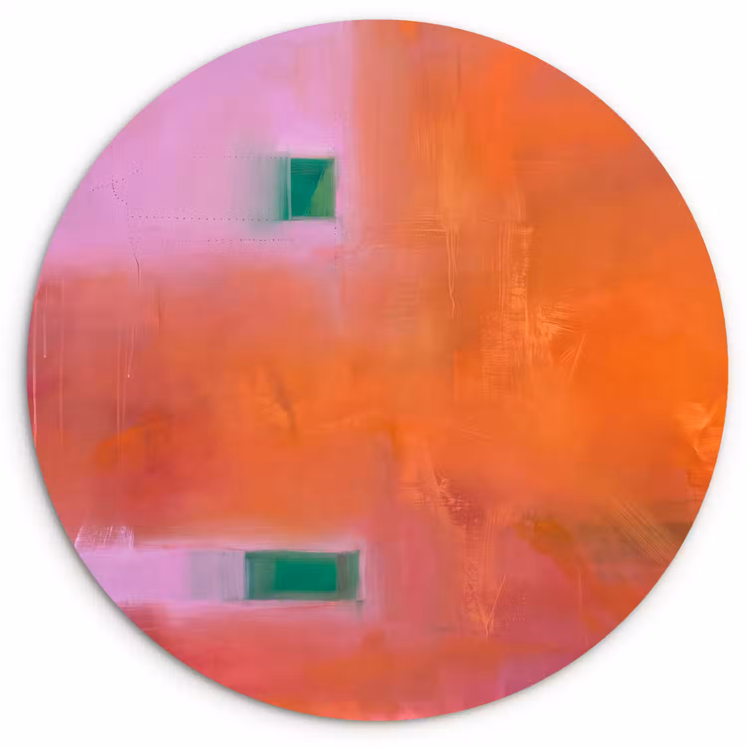 Abstract - Vlakken - Kunst - Modern - Oranje Wandcirkel kunststof plaat 5mm dik klein -3d