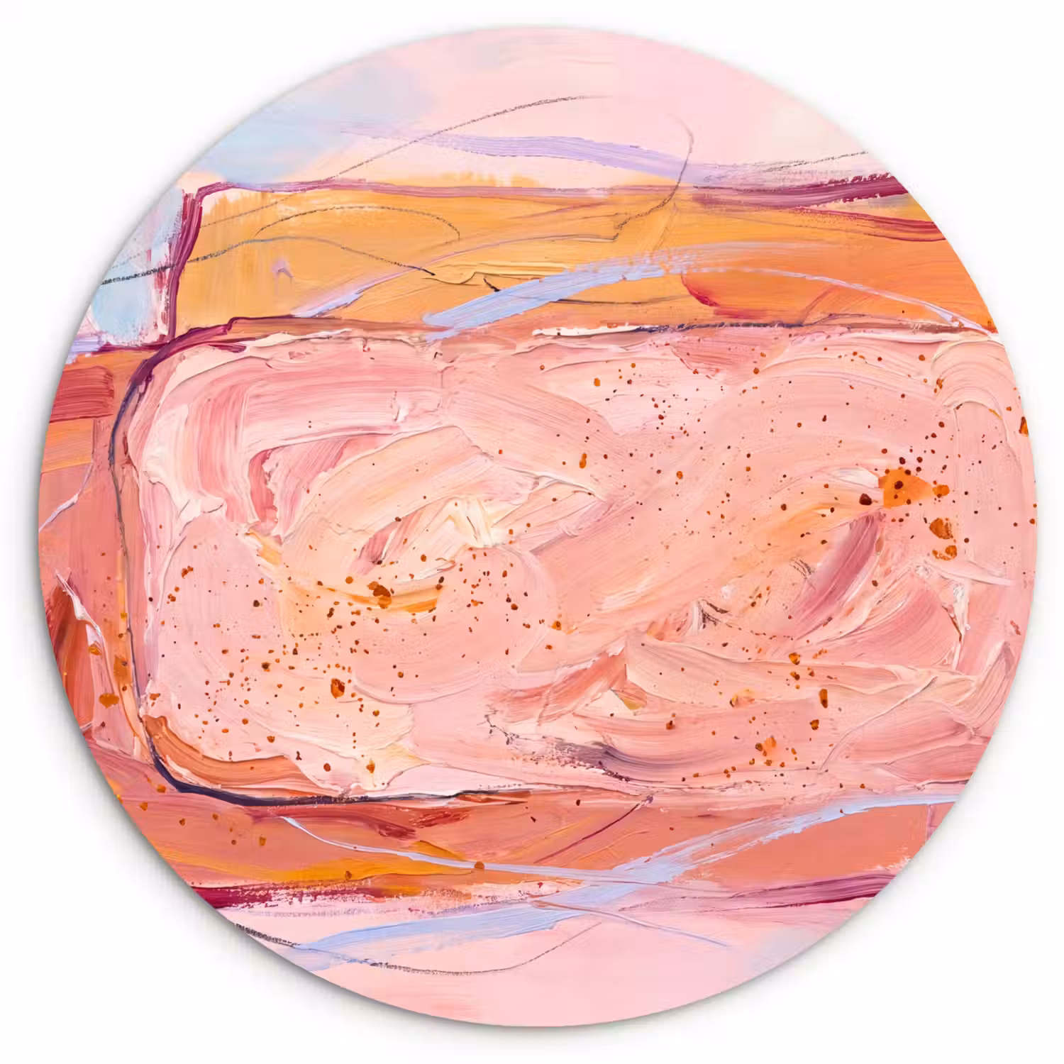 Abstract - Vormen - Modern - Roze Wandcirkel kunststof plaat 5mm dik klein -3d