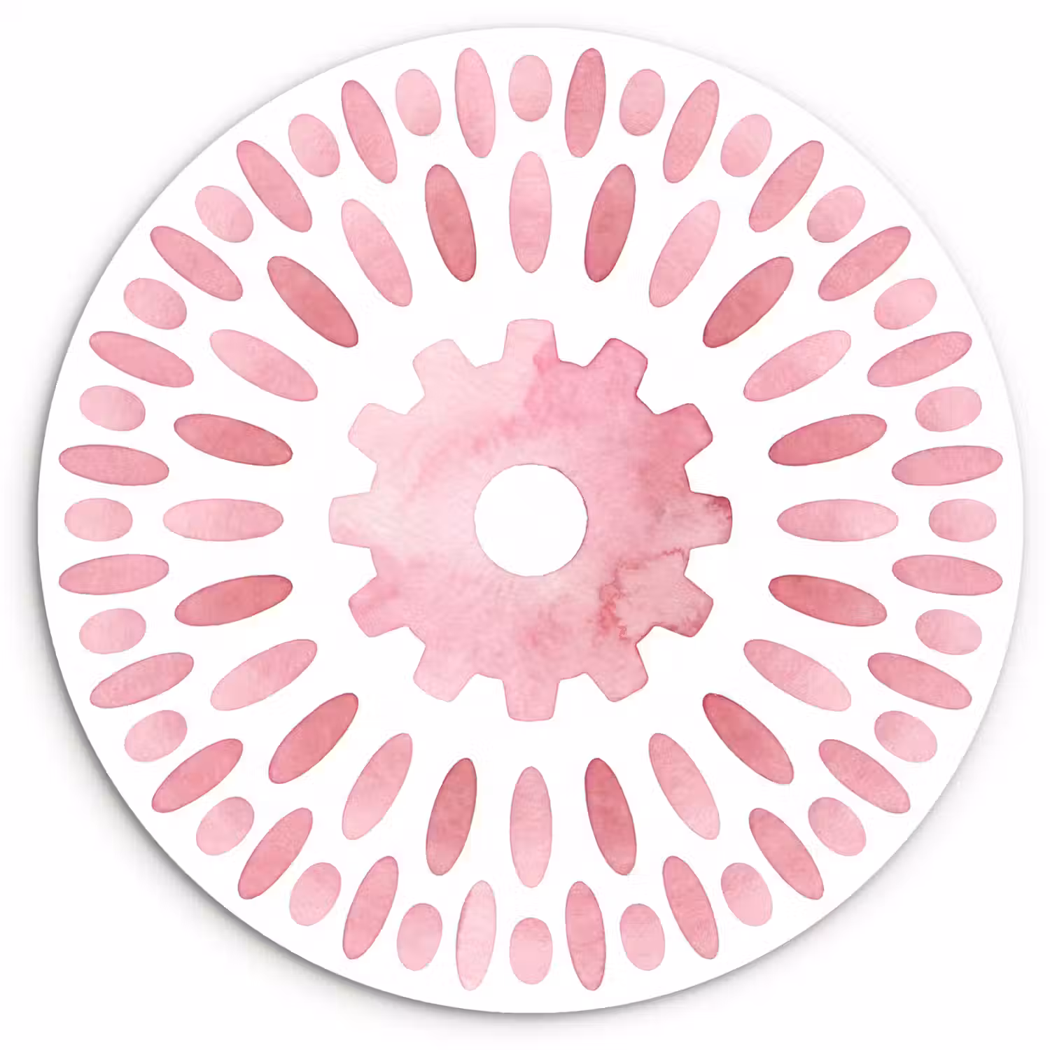 Abstract - Vormen - Patroon - Aquarel - Roze Wandcirkel kunststof plaat 5mm dik klein -3d