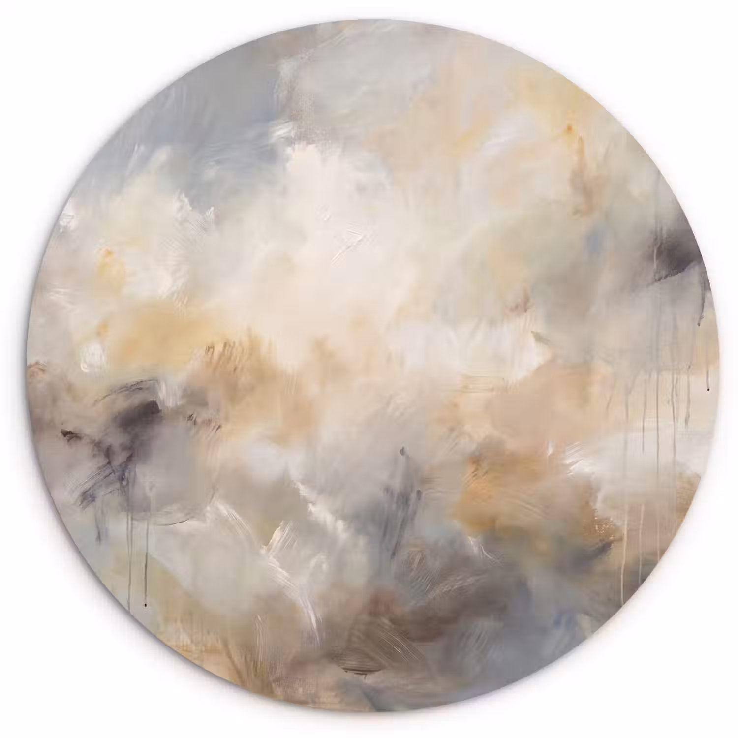 Abstract - Wolken - Sfeervol - Beige - Grijs Wandcirkel kunststof plaat 5mm dik klein -3d