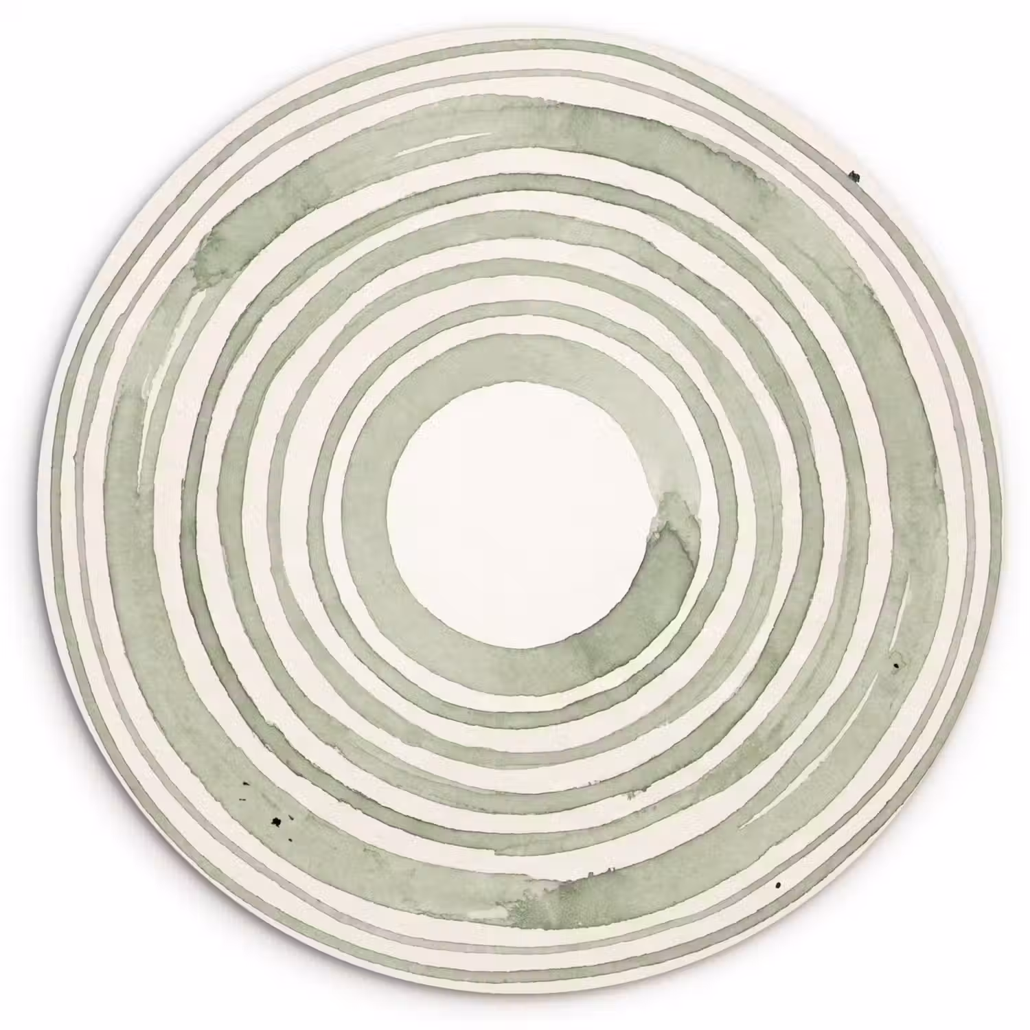 Abstractie - Cirkels - Waterverf - Groen - Modern Wandcirkel kunststof plaat 5mm dik klein -3d