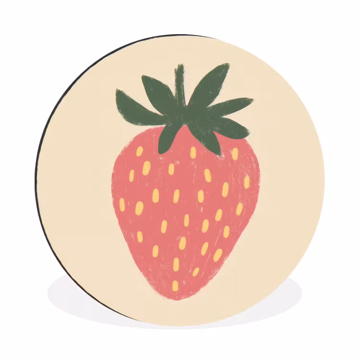 Aardbei - Minimalistisch - Rood - Fruit Wandcirkel aluminium klein -3d