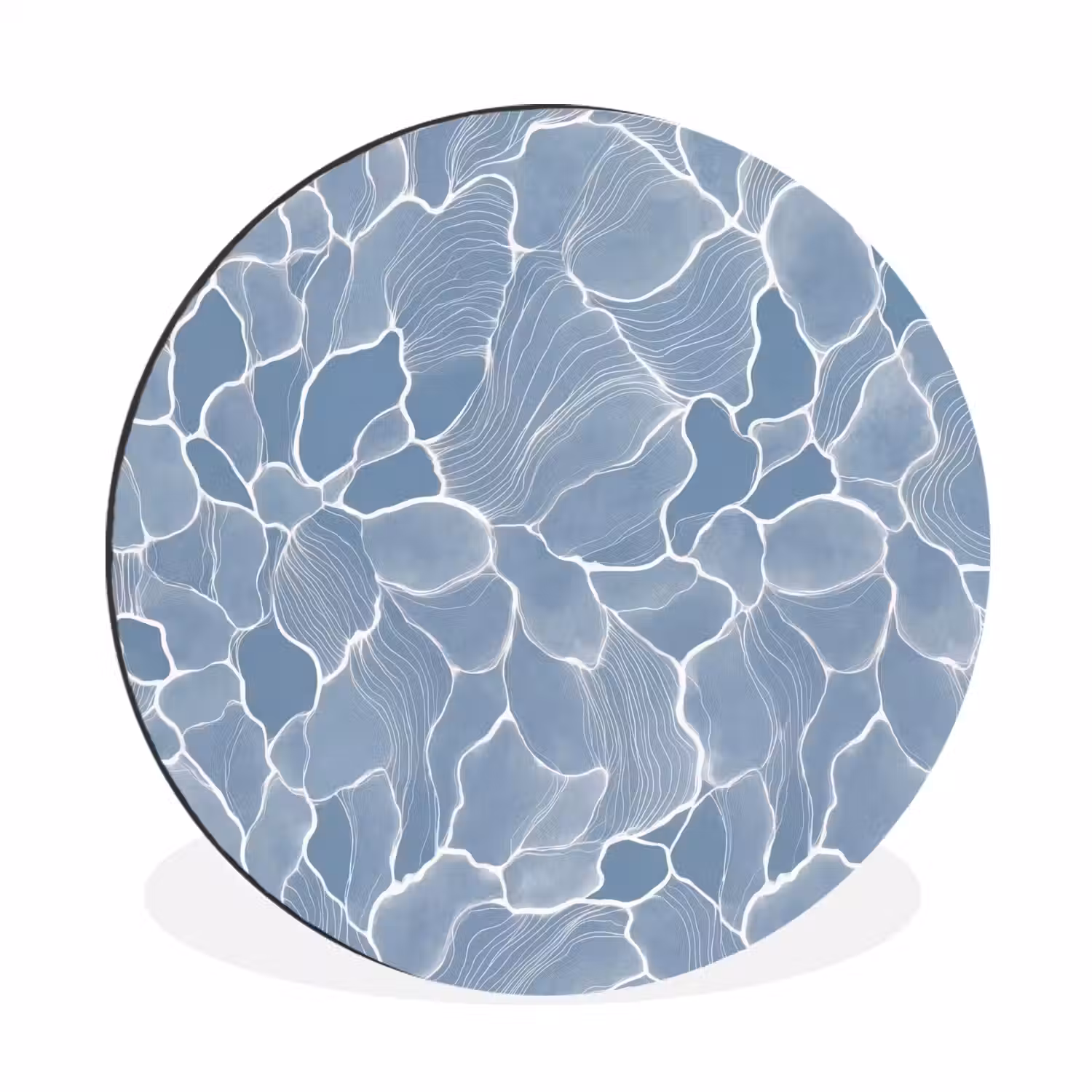 Abstract - Blauw - Bladeren Wandcirkel aluminium klein -3d