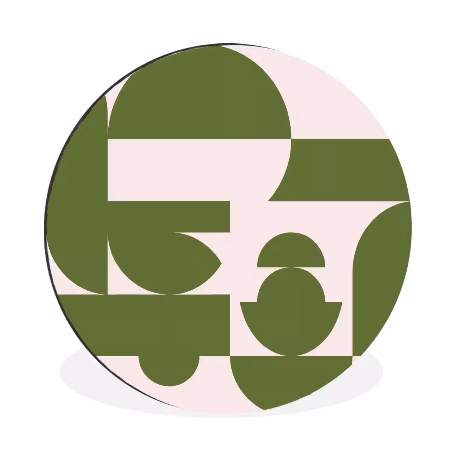 Abstract - Geometrie - Modern - Groen - Wit Wandcirkel aluminium klein -3d